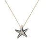ESTATE .27CT WHITE & BLUE DIAMOND 14KT YELLOW GOLD 3D STARFISH FLOATING PENDANT