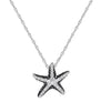 ESTATE .27CT WHITE & BLACK DIAMOND 14KT WHITE GOLD 3D STARFISH FLOATING PENDANT