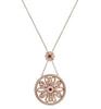 ESTATE 1.12CT DIAMOND & AAA RUBY 18K ROSE GOLD 3D CIRCULAR FLOWER FUN NECKLACE