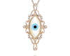 ESTATE .11CT DIAMOND 14KT ROSE GOLD 3D CLASSIC EVIL EYE LUCKY FILIGREE PENDANT