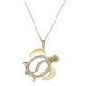 ESTATE .39CT ROUND DIAMOND 14KT YELLOW GOLD 3D HAPPY TURTLE FLOATING PENDANT