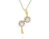 ESTATE .34CT DIAMOND 18KT YELLOW GOLD 3D CLASSIC DOUBLE FLOWER LOVE PENDANT