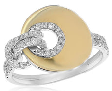 ESTATE .20CT DIAMOND 14KT TWO TONE GOLD 3D CLASSIC LOVE KNOT FUN RING
