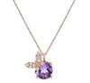 ESTATE 1.86CT DIAMOND & AAA AMETHYSTS 14KT ROSE GOLD 3D BUTTERFLY LOVE PENDANT