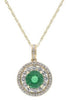 1.37CT DIAMOND & AAA EMERALD 14KT YELLOW GOLD ROUND HALO FLOWER CLASSIC PENDANT