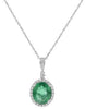 ESTATE 3.74CT DIAMOND & AAA EMERALD 14KT WHITE GOLD 3D OVAL HALO CLASSIC PENDANT
