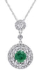 1.68CT DIAMOND & AAA EMERALD 18KT WHITE GOLD 3D ROUND FLOWER FLOATING PENDANT