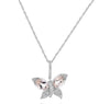 1.05CT DIAMOND & AAA MORGANITE 14KT WHITE GOLD 3D CLASSIC BUTTERFLY LOVE PENDANT