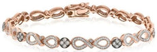1.48CT WHITE & MOCHA DIAMOND 14K ROSE GOLD MULTI FLOWER INFINITY TENNIS BRACELET