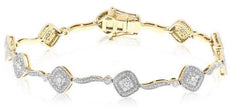 1.30CT DIAMOND 14KT WHITE GOLD 3D CLUSTER SQUARE BY THE YARD FUN TENNIS BRACELET