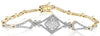 ESTATE 1.10CT DIAMOND 14KT YELLOW GOLD 3D FLOWER CLUSTER SQUARE FUN BRACELET