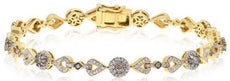.91CT WHITE & CHOCOLATE FANCY DIAMOND 14K YELLOW GOLD MULTI LEAF TENNIS BRACELET
