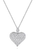 ESTATE 1.57CT DIAMOND 18KT WHITE GOLD 3D CLASSIC PAVE PUFF HEART LOVE PENDANT