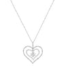 1.51CT DIAMOND 14KT WHITE GOLD 3D DOUBLE HEART SNOWFLAKE LOVE FLOATING PENDANT