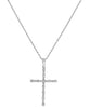 ESTATE .47CT ROUND CUT DIAMOND 14KT WHITE GOLD CLASSIC CROSS FLOATING PENDANT