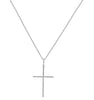 ESTATE .15CT ROUND CUT DIAMOND 14KT WHITE GOLD 3D CLASSIC CROSS LOVE PENDANT