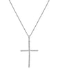 ESTATE .20CT ROUND CUT DIAMOND 14KT WHITE GOLD 3D CLASSIC CROSS LOVE PENDANT