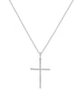 ESTATE .26CT ROUND CUT DIAMOND 14KT WHITE GOLD 3D CLASSIC CROSS LOVE PENDANT