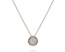 .33CT DIAMOND 14KT ROSE GOLD 3D PAVE CIRCULAR BY THE YARD FLOATING PENDANT