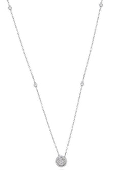 ESTATE .19CT DIAMOND 14K WHITE GOLD 3D CLASSIC SOLITAIRE BY THE YARD FUN PENDANT