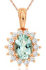 .98CT DIAMOND & AAA AQUAMARINE 14KT ROSE GOLD 3D OVAL & ROUND FLOATING PENDANT