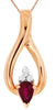 .56CT DIAMOND & AAA RUBY 14K ROSE GOLD ROUND & PEAR SHAPE TEAR DROP LOVE PENDANT