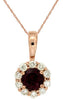 1.05CT DIAMOND & AAA RUBY 14KT ROSE GOLD 3D ROUND HALO FLOWER FLOATING PENDANT