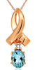 0.33CT DIAMOND & AAA AQUAMARINE 14KT ROSE GOLD OVAL & ROUND LOVE FLOATING PENDANT