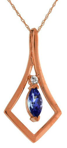0.37CT DIAMOND & AAA TANZANITE 14KT ROSE GOLD MARQUISE & ROUND TEAR DROP PENDANT