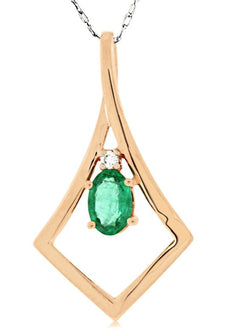 0.46CT DIAMOND & AAA EMERALD 14KT ROSE GOLD OVAL & ROUND SQUARE INFINITY PENDANT