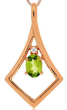 .47CT DIAMOND & AAA PERIDOT 14KT ROSE GOLD OVAL & ROUND SQUARE FLOATINGPENDANT