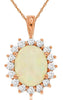 2.35CT DIAMOND & AAA OPAL 14KT ROSE GOLD 3D OVAL & ROUND HALO FLOWER PENDANT