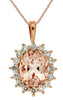ESTATE 3.25CT DIAMOND & AAA MORGANITE 14KT ROSE GOLD OVAL & ROUND FLOWER PENDANT