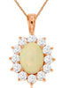 2.10CT DIAMOND&AAA OPAL 14KT ROSE GOLD OVAL & ROUND HALO FLOWER FLOATING PENDANT