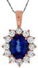 ESTATE 3.0CT DIAMOND & AAA TANZANITE 14KT ROSE GOLD OVAL & ROUND FLOWER PENDANT