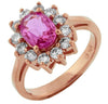 2.17CT DIAMOND & AAA PINK SAPPHIRE 14KT ROSE GOLD OVAL & ROUND FLOWER FUN RING