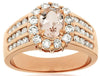 LARGE 1.60CT DIAMOND & AAA MORGANITE 14KT ROSE GOLD OVAL & ROUND FLOWER FUN RING