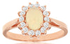 0.80CT DIAMOND & AAA OPAL 14KT ROSE GOLD 3D OVAL & ROUND CLASSIC FLOWER LOVE RING