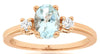 0.77CT DIAMOND & AAA AQUAMARINE 14KT ROSE GOLD 3D OVAL & ROUND ENGAGEMENT RING