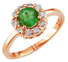 ESTATE .90CT DIAMOND & AAA EMERALD 14KT ROSE GOLD CLASSIC ROUND FLOWER LOVE RING