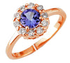 1.0CT DIAMOND & AAA TANZANITE 14KT ROSE GOLD 3D CLASSIC ROUND FLOWER LOVE RING