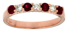 .62CT DIAMOND & AAA RUBY 14KT ROSE GOLD 3D 7 STONE SHARED PRONG ANNIVERSARY RING