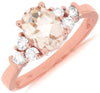 1.32CT DIAMOND & AAA MORGANITE 14KT ROSE GOLD 3D OVAL & ROUND ENGAGEMENT RING