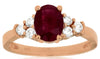1.57CT DIAMOND & AAA RUBY 14K ROSE GOLD 3D CLASSIC ROUND & OVAL ENAGAGEMENT RING