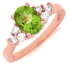 ESTATE 1.57CT DIAMOND & AAA PERIDOT 14KT ROSE GOLD CLASSIC OVAL & ROUND FUN RING