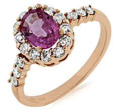 1.47CT DIAMOND & AAA PINK SAPPHIRE 14KT ROSE GOLD OVAL & ROUND CLASSIC FUN RING