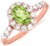 1.32CT DIAMOND & AAA PERIDOT 14KT ROSE GOLD 3D OVAL & ROUND HALO ENGAGEMENT RING