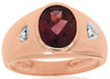 3.04CT DIAMOND & AAA RHODOLITE 14KT ROSE GOLD 3D OVAL & ROUND 3 STONE MENS RING