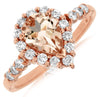 1.40CT DIAMOND & AAA MORGANITE 14KT ROSE GOLD 3D PEAR SHAPE HALO ENGAGEMENT RING