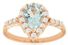 1.35CT DIAMOND & AAA AQUAMARINE 14K ROSE GOLD PEAR SHAPE & ROUND ENGAGEMENT RING